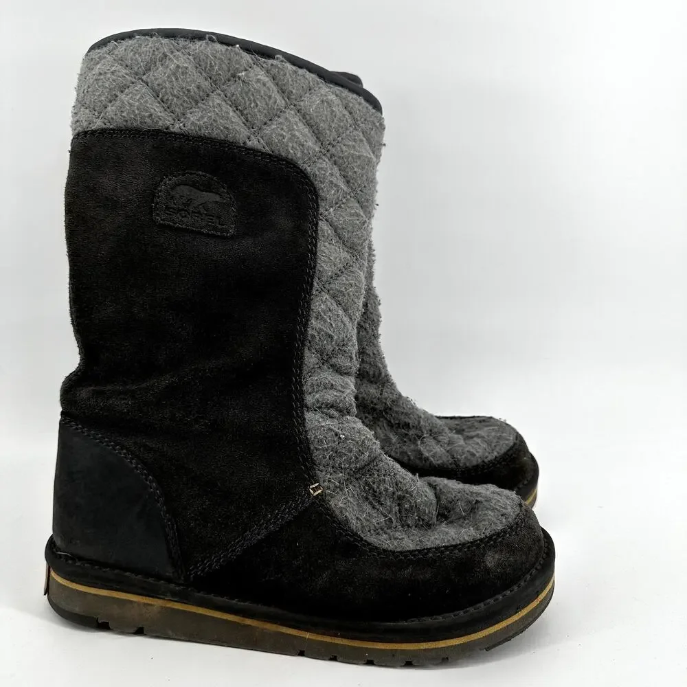 Sorel The Campus Tall Snow Boots Suede Quilted Pull On Winter Outdoor Gray 7
